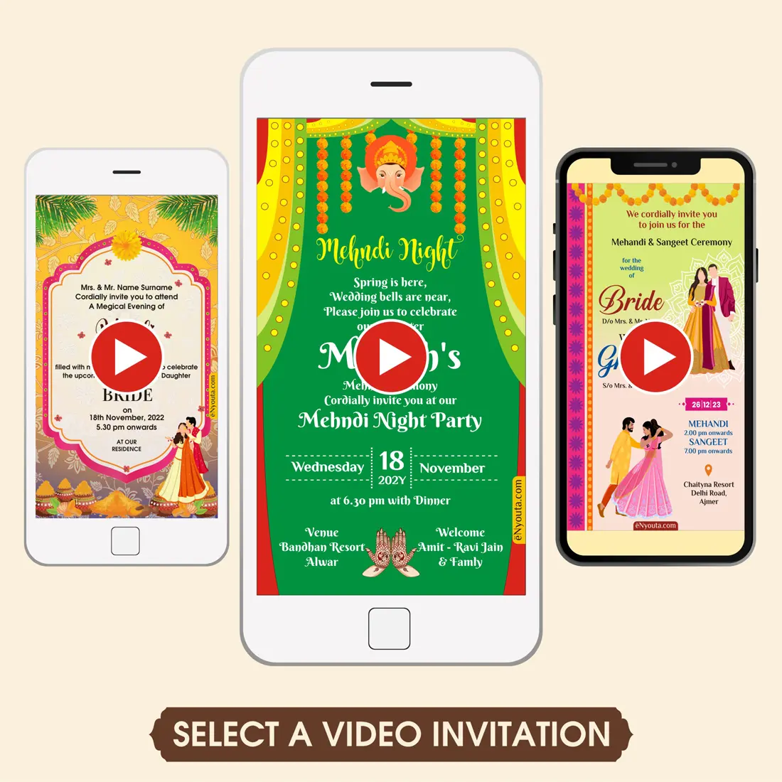 haldi Mehendi Sangeet Ceremony Video Invitation